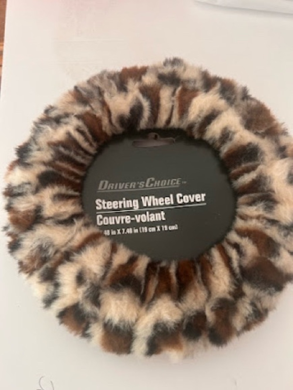 Faux Fur Steering Wheel Cover - Brown Leopard Print